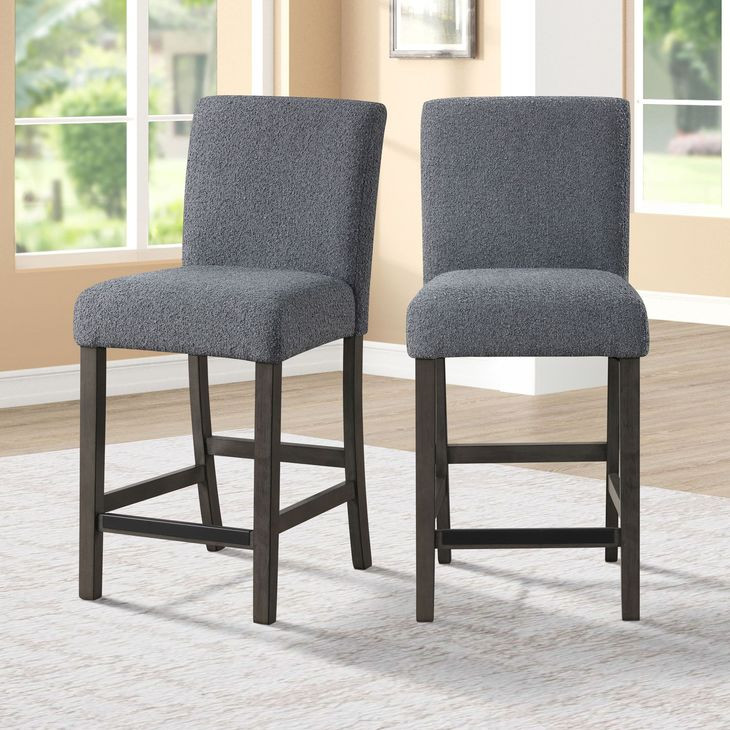 High Line Gray Upholstered Counter Height Chair Set of 2