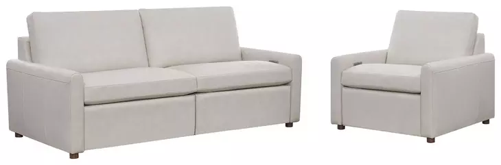 Hyde Gray Leather Dual Power Reclining Living Room Set with USB Charging