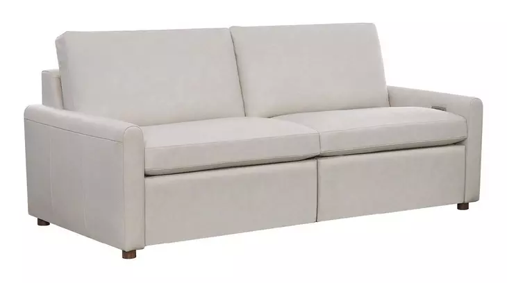 Harbor Gray Leather 84" Dual Power Reclining Sofa with USB Charging