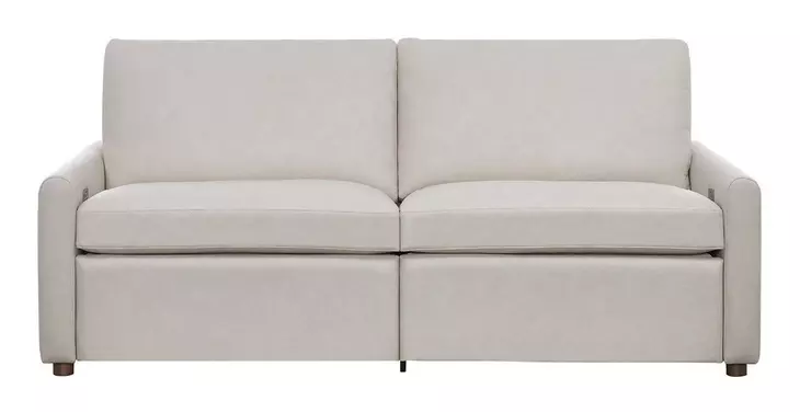 Harbor Gray Leather 84" Dual Power Reclining Sofa with USB Charging