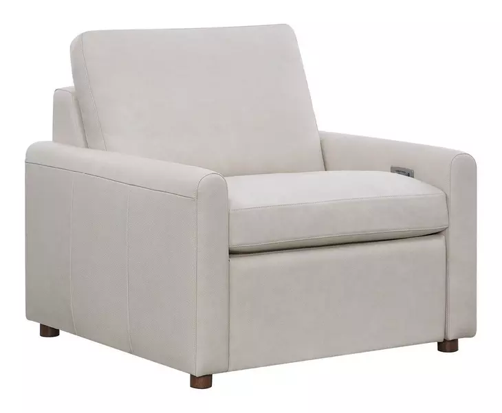 Harbor Gray Leather Power Recliner with USB Charging