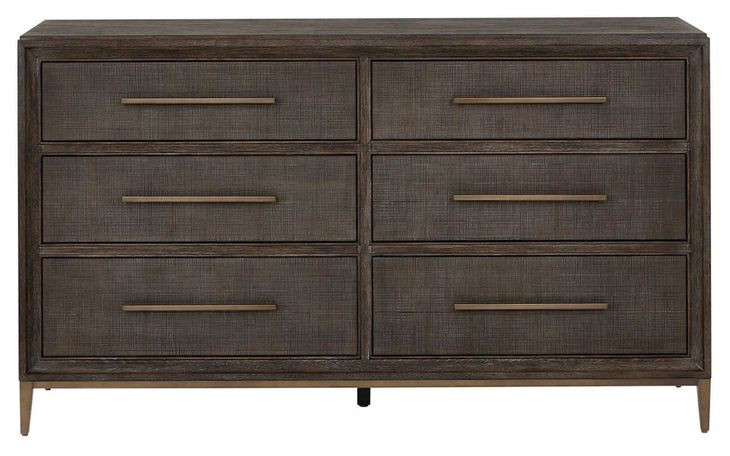 Montclair Embossed Cocoa 6 Drawer Dresser