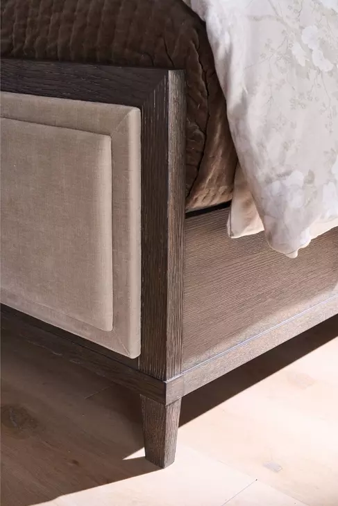 Montclair Cocoa and Silken Fog Queen Upholstered Panel Bed