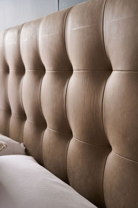 Montclair Vail Toffee Leather King Upholstered Panel Bed