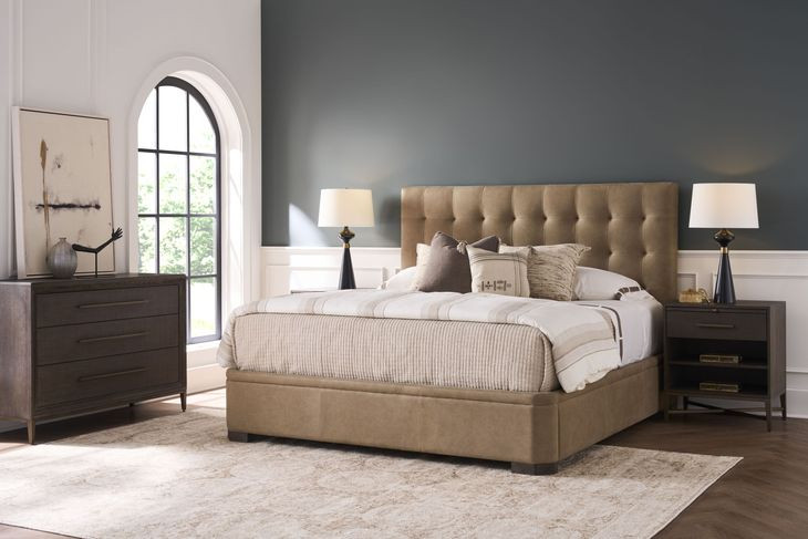 Montclair Vail Toffee Leather Upholstered Panel Bedroom Set
