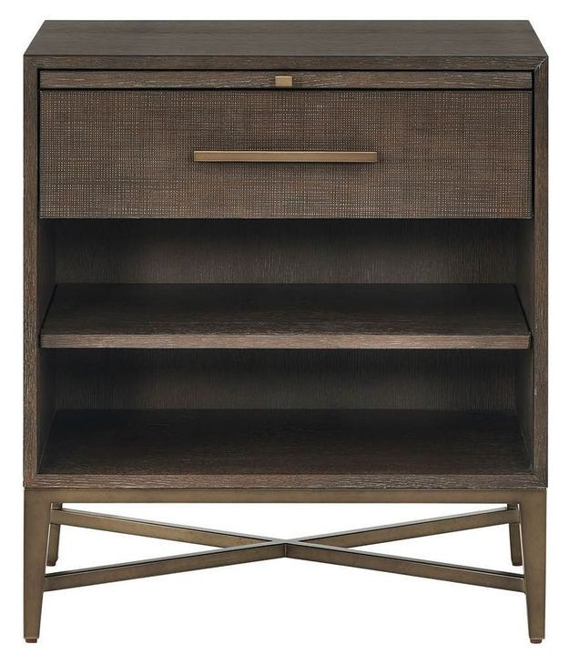 Montclair Embossed Cocoa 1 Drawer Nightstand with USB Charging