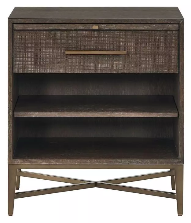 Montclair Embossed Cocoa 1 Drawer Nightstand with USB Charging