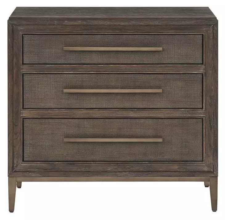 Montclair Embossed Cocoa 3 Drawer Nightstand with USB Charging