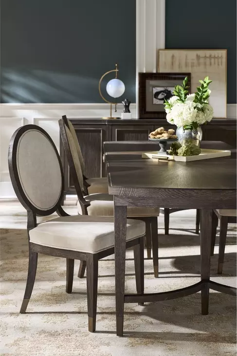 Montclair Silken Fog Upholstered Oval Back Side Chair Set of 2