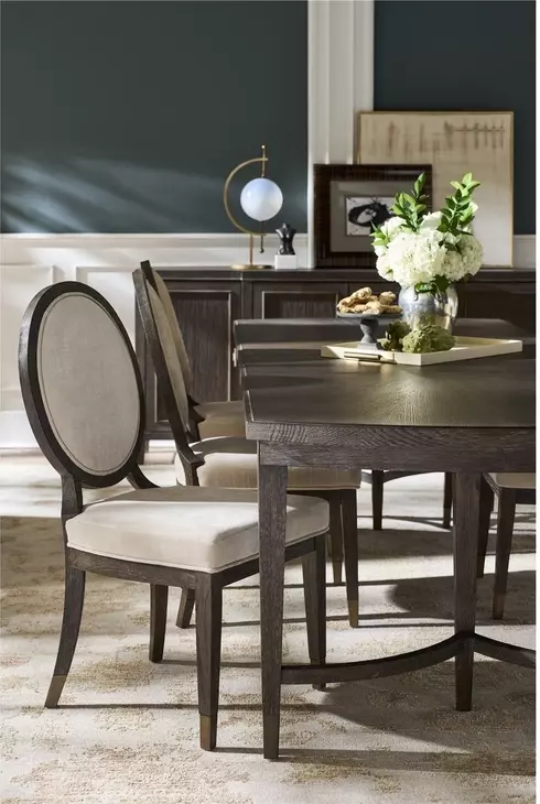 Montclair Beige Upholstered Oval Back Side Chair Set of 2