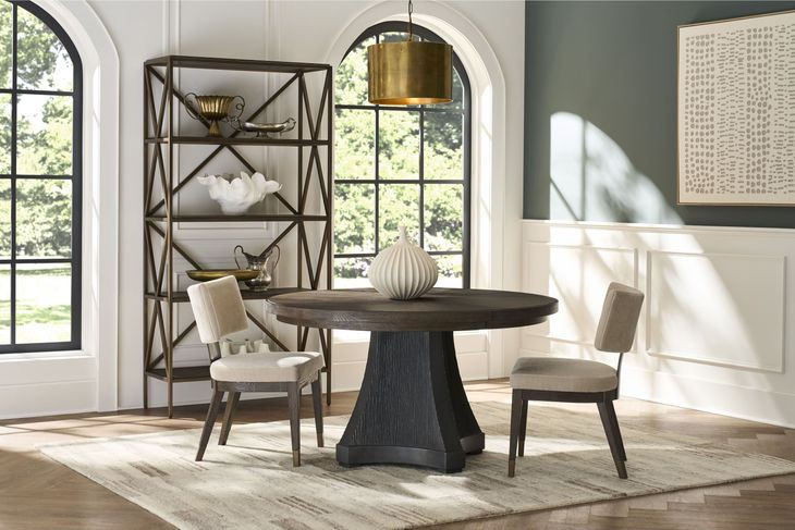 Montclair Cinder and Cocoa Extendable Round Dining Room Set