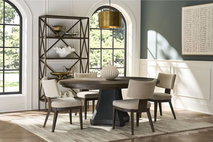 Montclair Cinder and Cocoa Extendable Round Dining Room Set