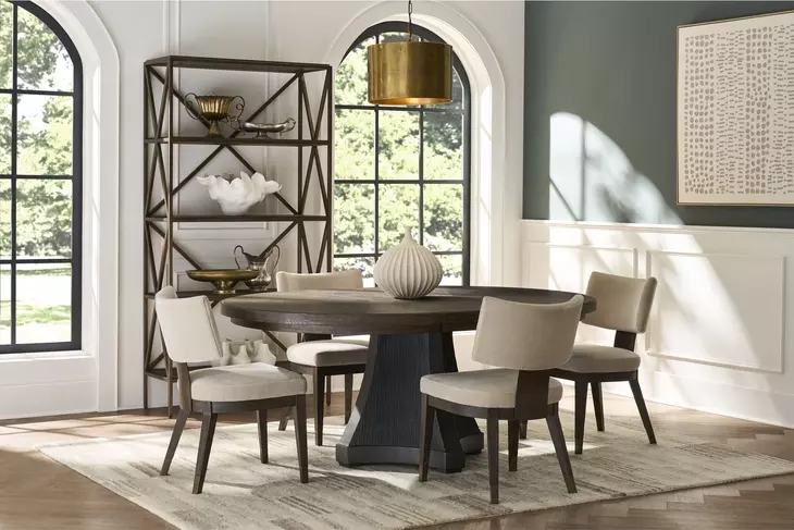 Montclair Cinder and Cocoa Extendable Round Dining Room Set