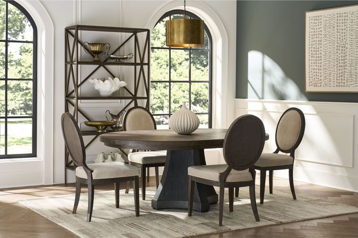 Montclair Cinder and Cocoa Extendable Round Dining Table
