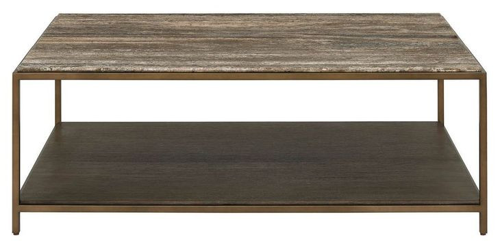 Montclair Brindle and Smoked Gold Rectangular Travertine Top Cocktail Table