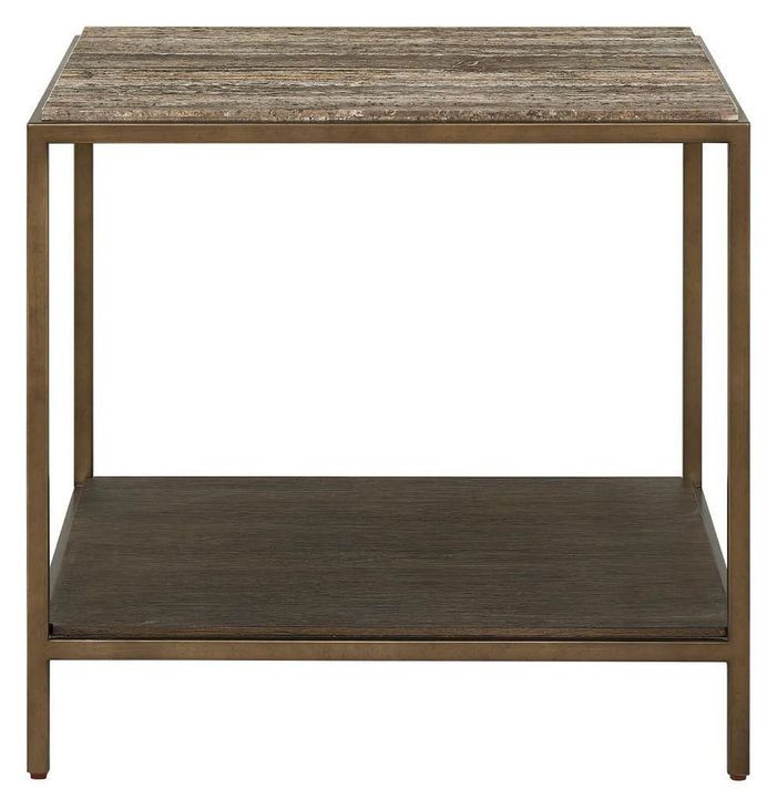 Ashford Brindle and Smoked Gold Rectangular Travertine Top End Table