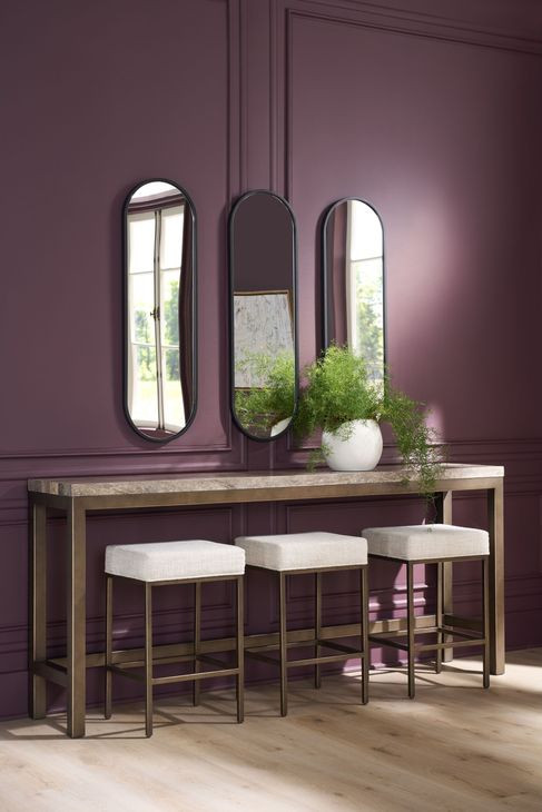 Montclair Brindle and Smoked Gold Rectangular Travertine Top Console Table with Stools