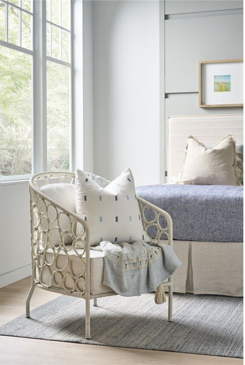 Oasis Nomad Snow Performance Fabric Pebble Accent Chair with Pillow