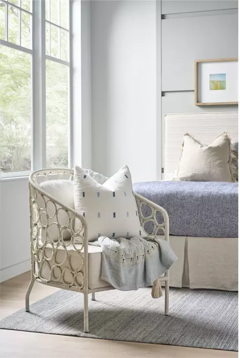 Oasis Nomad Snow Performance Fabric Pebble Accent Chair with Pillow