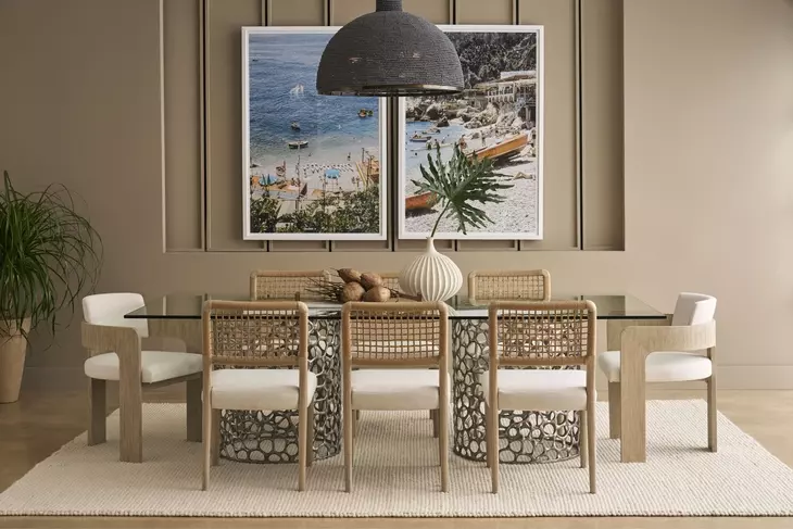 Oasis Antique Nickel 100" Rectangular Glass Top Dining Table