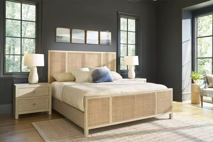Oasis Dockside and Cross Hatch Cane King Panel Bed