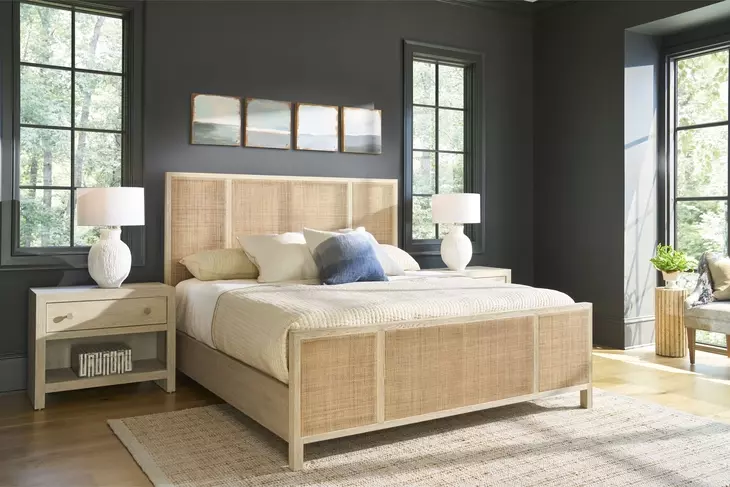 Oasis Dockside and Cross Hatch Cane King Panel Bed