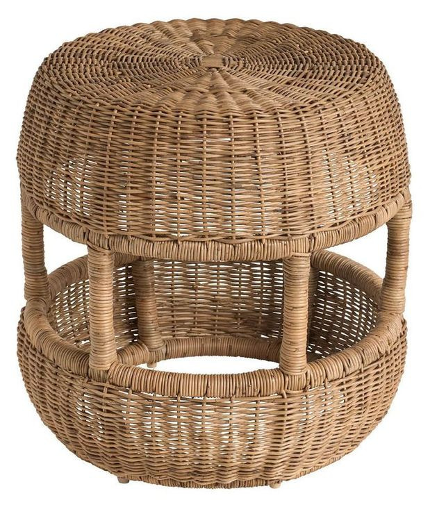 Azure Woven Slimit Brown Round Stool