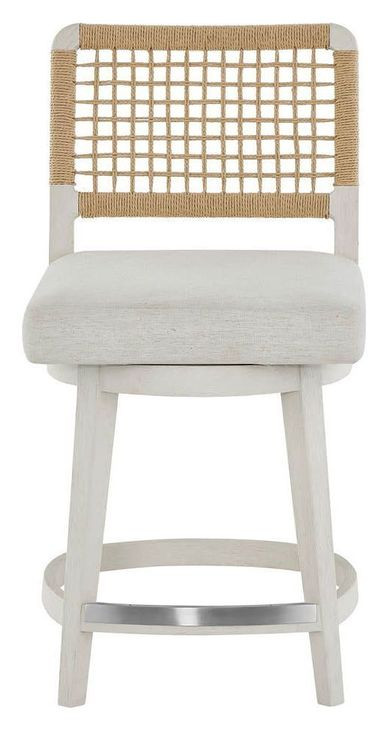 Azure Shoreline and Nomad Snow Performance Fabric Woven Back Swivel Counter Height Stool