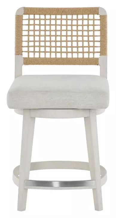 Azure Shoreline and Nomad Snow Performance Fabric Woven Back Swivel Counter Height Stool