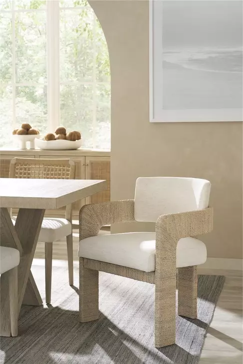 Azure Abaca and Nomad Snow Performance Fabric Arm Chair