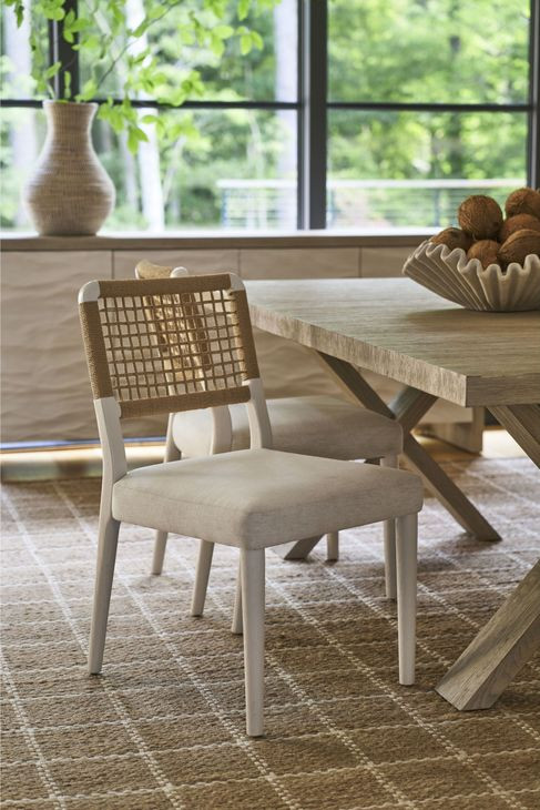 Oasis Shoreline and Nomad Snow Performance Fabric Dining Chair Set of 2