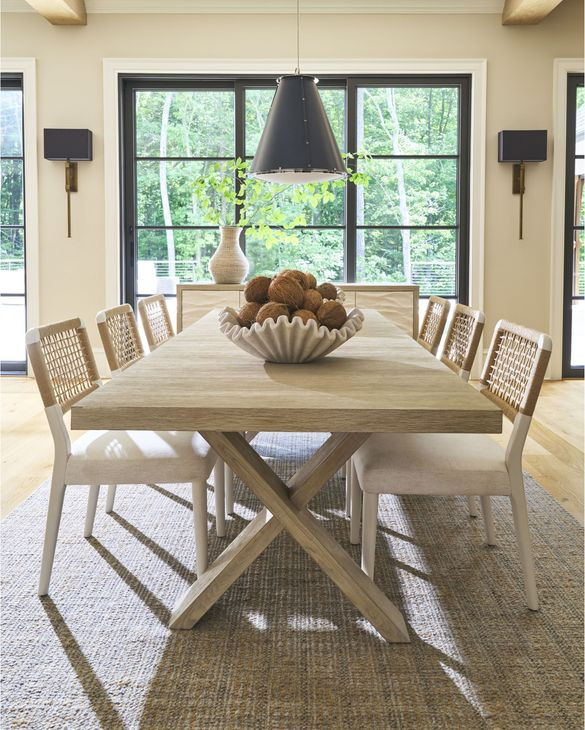 Oasis Shoreline and Nomad Snow Performance Fabric Dining Chair Set of 2