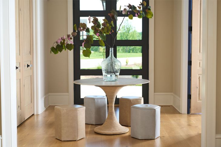 Oasis Abaca and Travertine 44" Round Dining Table