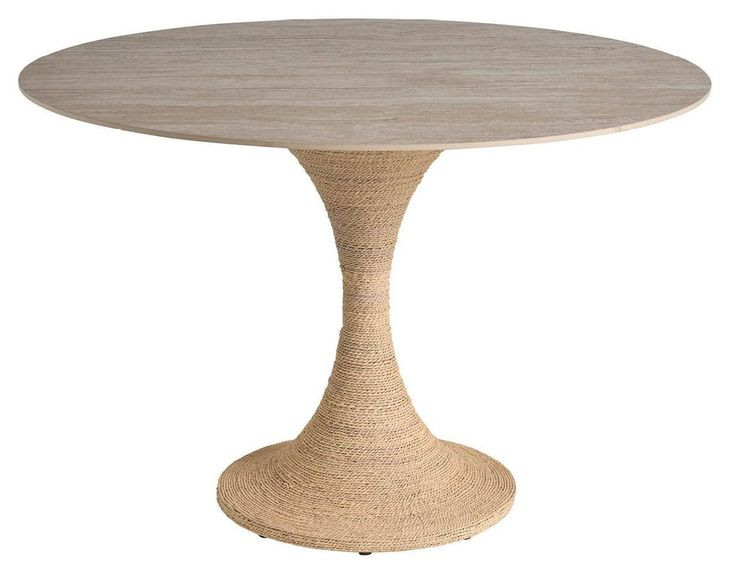 Oasis Abaca and Travertine 44" Round Dining Room Set