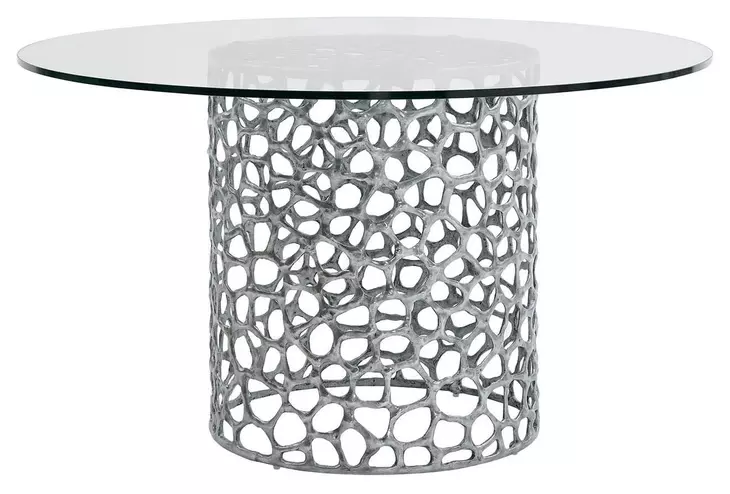 Oasis White 54" Round Glass Top Dining Room Set