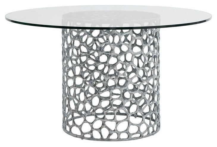 Azure Antique Nickel 54" Round Glass Top Dining Room Set