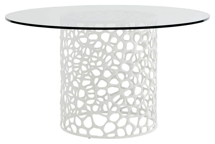 Oasis White 60" Round Glass Top Dining Table