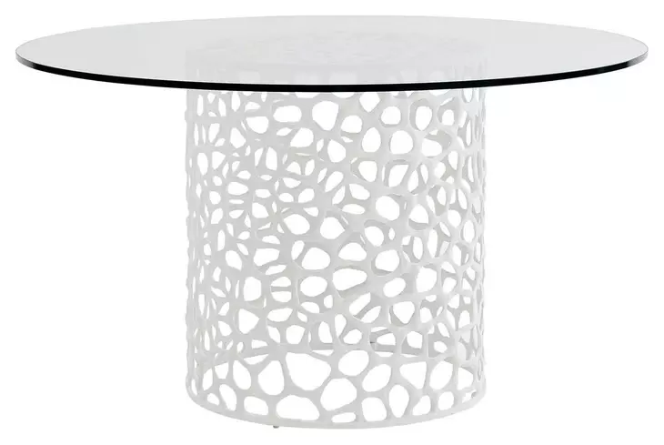 Oasis White 54" Round Glass Top Dining Table