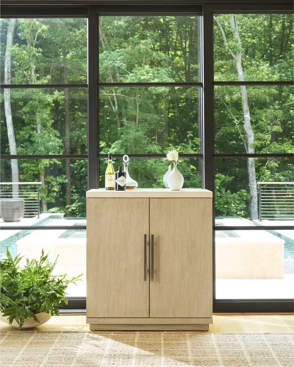 Oasis Dockside Natural Tan Oak and White 2 Door Bar Cabinet with LED