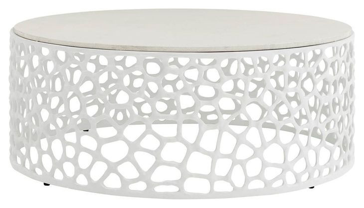 Oasis White Round Quartz Top Cocktail Table