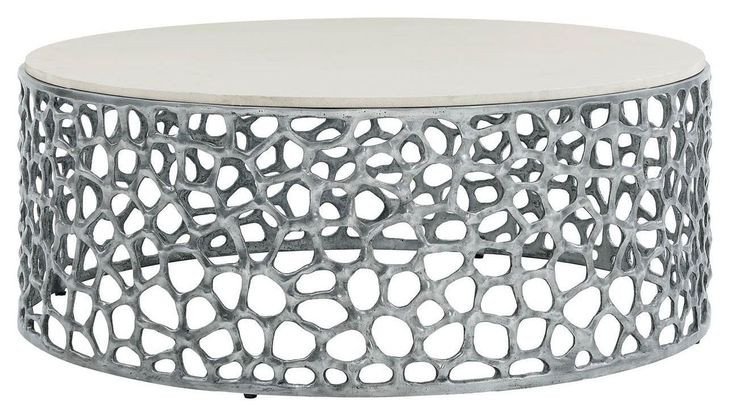 Oasis Antique Nickel Round Quartz Top Cocktail Table