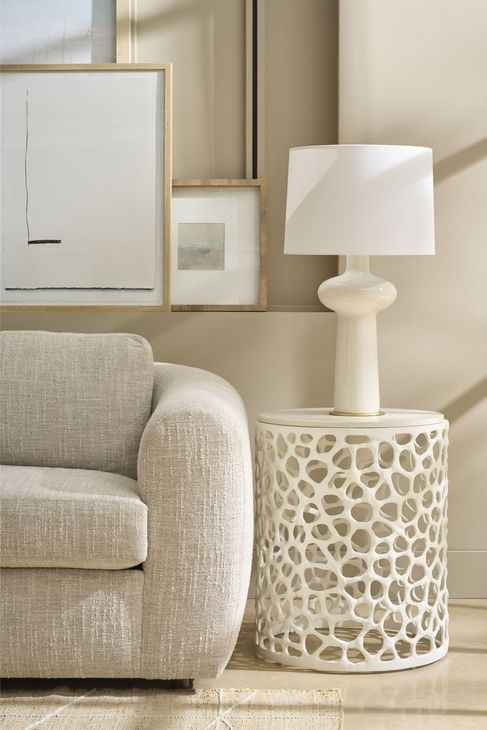 Oasis White Round Quartz Top Side Table