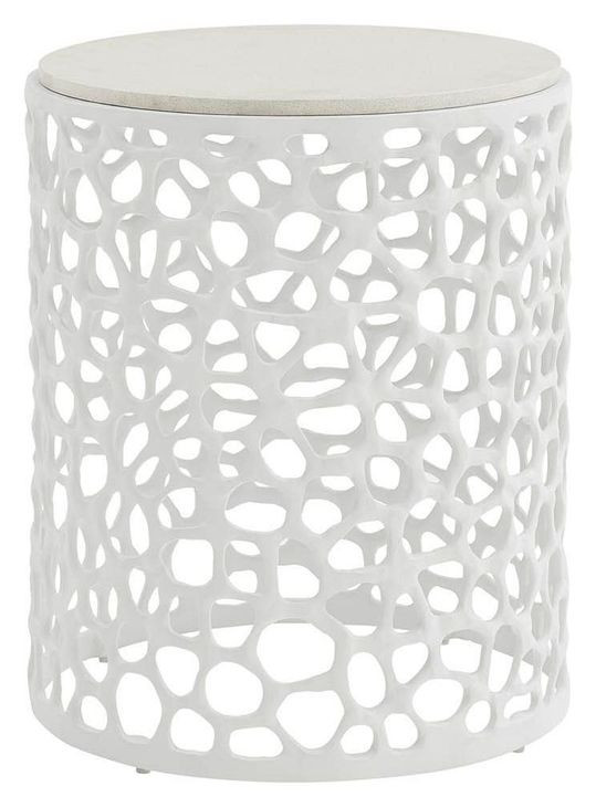Oasis White Round Quartz Top Side Table