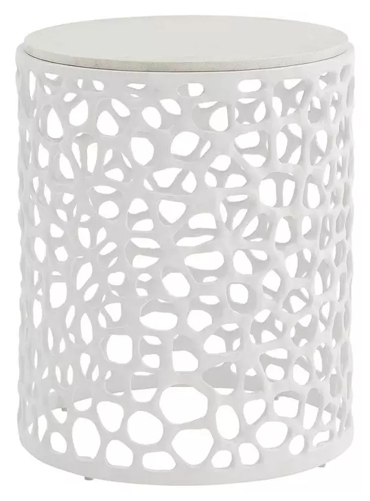 Oasis White Round Quartz Top Side Table