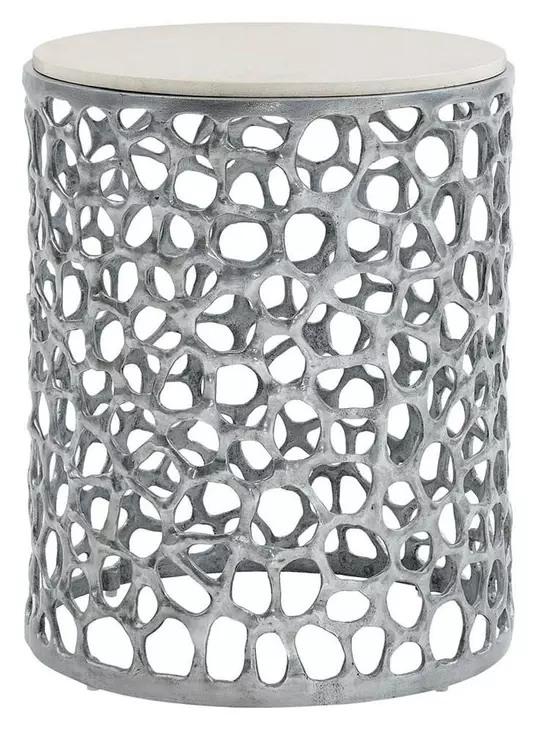 Oasis Antique Nickel Round Quartz Top Side Table