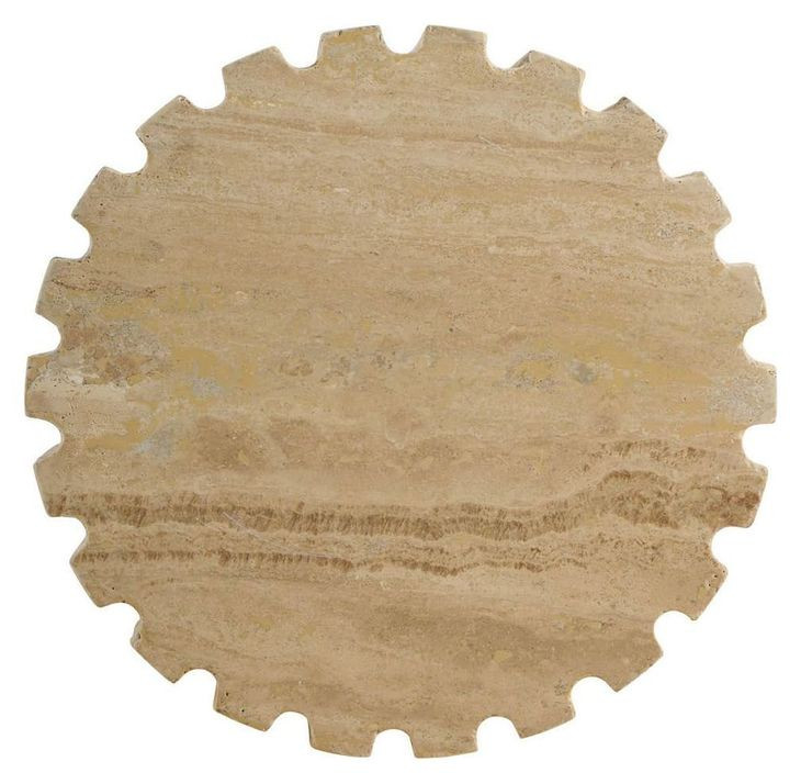 Azure Travertine Stone Round Accent Table