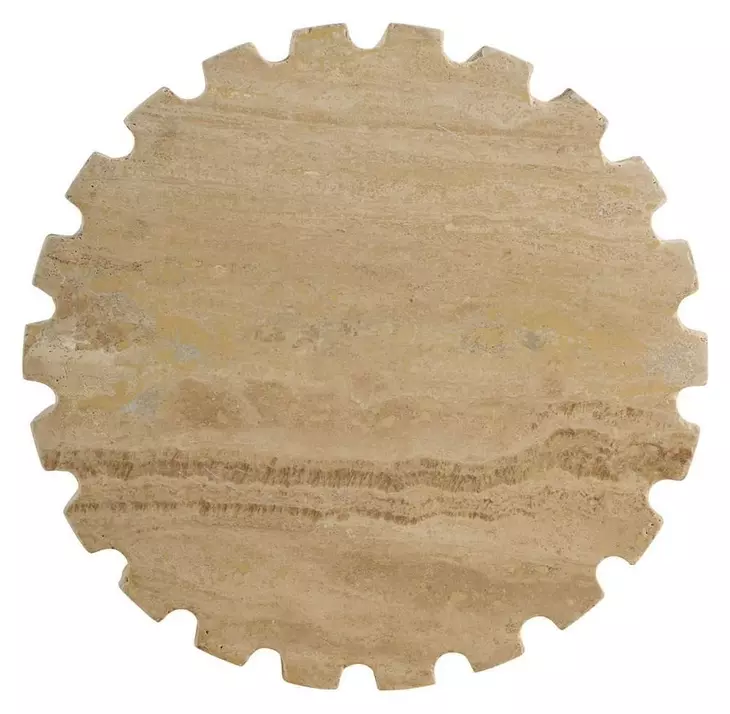 Azure Travertine Stone Round Accent Table