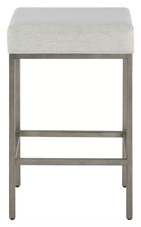 Azure Antique Brass and Nomad Snow Performance Fabric Counter Height Console Stool
