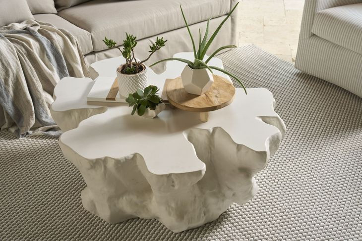 Azure White Concrete Free Form Cliffside Outdoor Cocktail Table