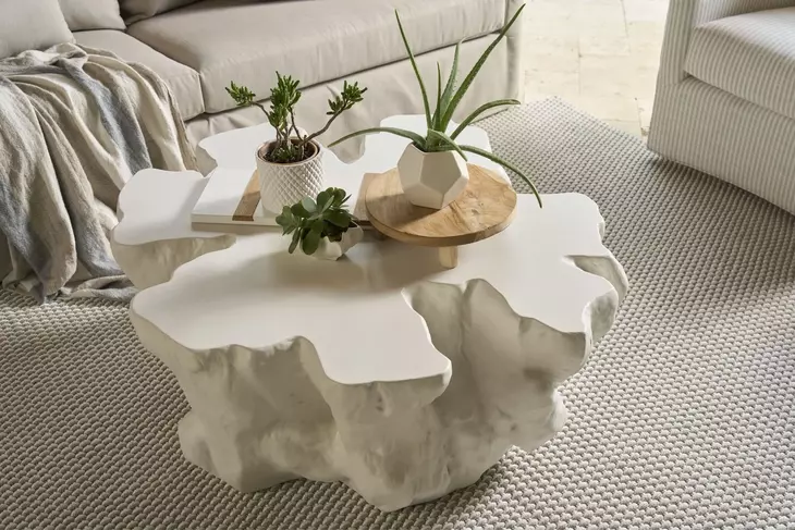 Oasis White Concrete Free Form Cliffside Outdoor Cocktail Table